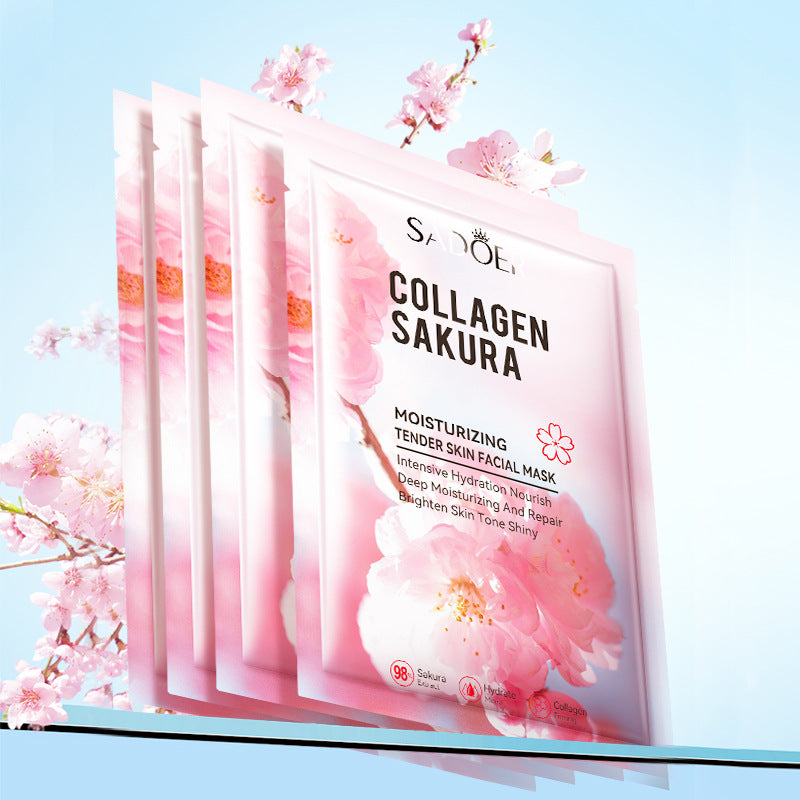 Sakura Facial Mask Sheet Pack SADOER Collagen Moisturizing Rejuvenating Nourishing Face Mask Cross-Border Wholesale - 图片 3