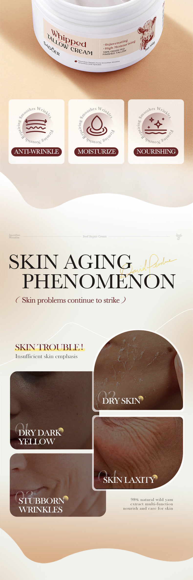 Beef Fat Moisturizing Repair Cream100g SADOER Moisturizing and hydrating skin cream cross-border foreign trade wholesale - 图片 8