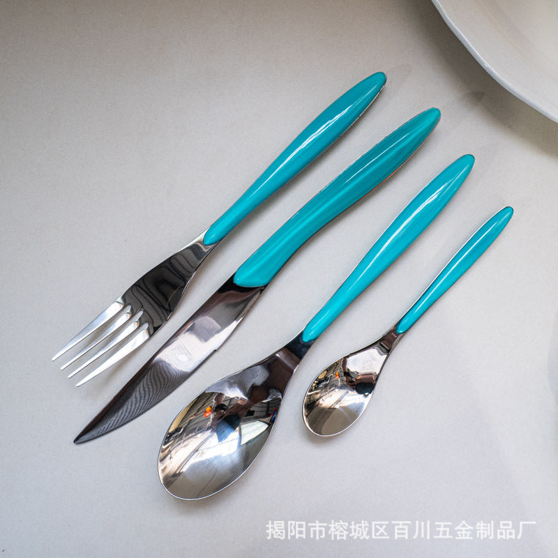 304Stainless Steel Spoon Colorful Western Food Spoon Baby Feeding Spoon Thickened Adult Table Spoon Restaurant Hotel Dessert Spoon - 图片 15