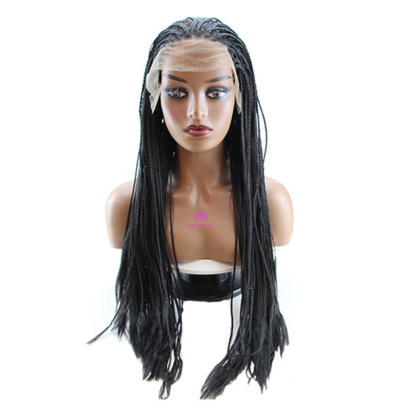 In Stock Long Braided Wig Lace Hand Crochet13*4Synthetic Hair Headband Hand-Knitted African Dreadlocks Trendy European and American Style - 图片 8