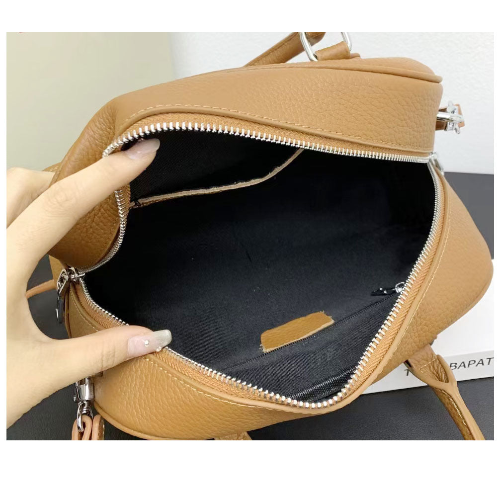 Large Capacity Genuine Leather Bag Top Layer Cowhide Women's Bag Single Shoulder Crossbody Ladies' Bag Handbag Round Bag Fashion Versatile - 图片 20