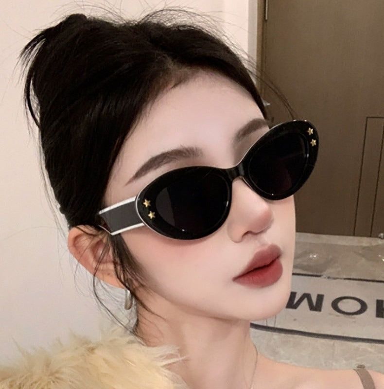 New Wide Mirror Leg Cat Eye Sunglasses for Women, European and American Fashion, High-End Feel Sunglasses sunglasses - 图片 11