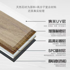 Anti-Slip Waterproof Fireproof Locking Eco-Friendly Flooring Commercial Project spc Stone Plastic Locking Type PVC Stone Crystal Flooring