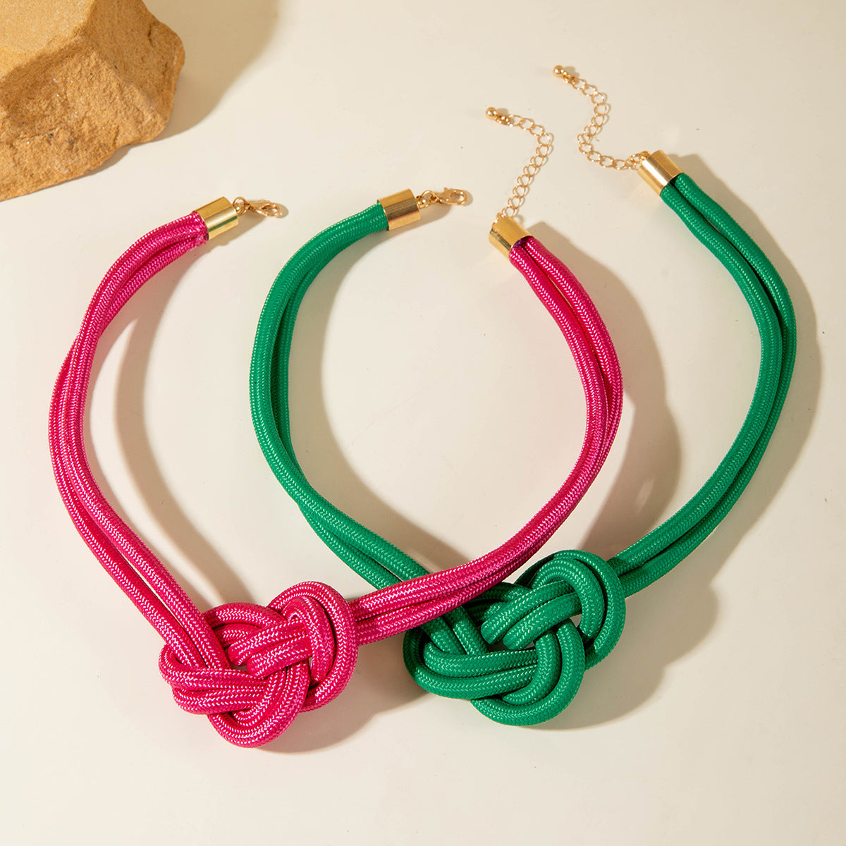 European and American Style Unique Knot Design Statement Necklace Drawstring Snake Chain Clavicle Chain Women's Simple Pendant Jewelry - 图片 7