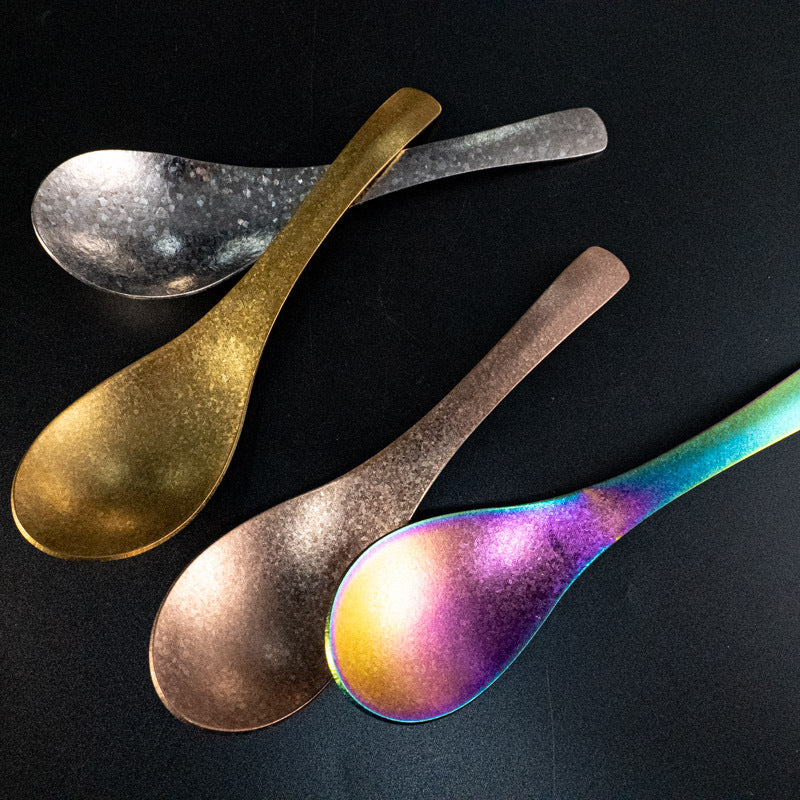 Pure Titanium Spoon Household Uncoated Ice Flower Craft Outdoor Pure Titanium Soup Spoon Hot Pot Wide Spoon High Temperature Coloring Titanium Soup Spoon - 图片 10