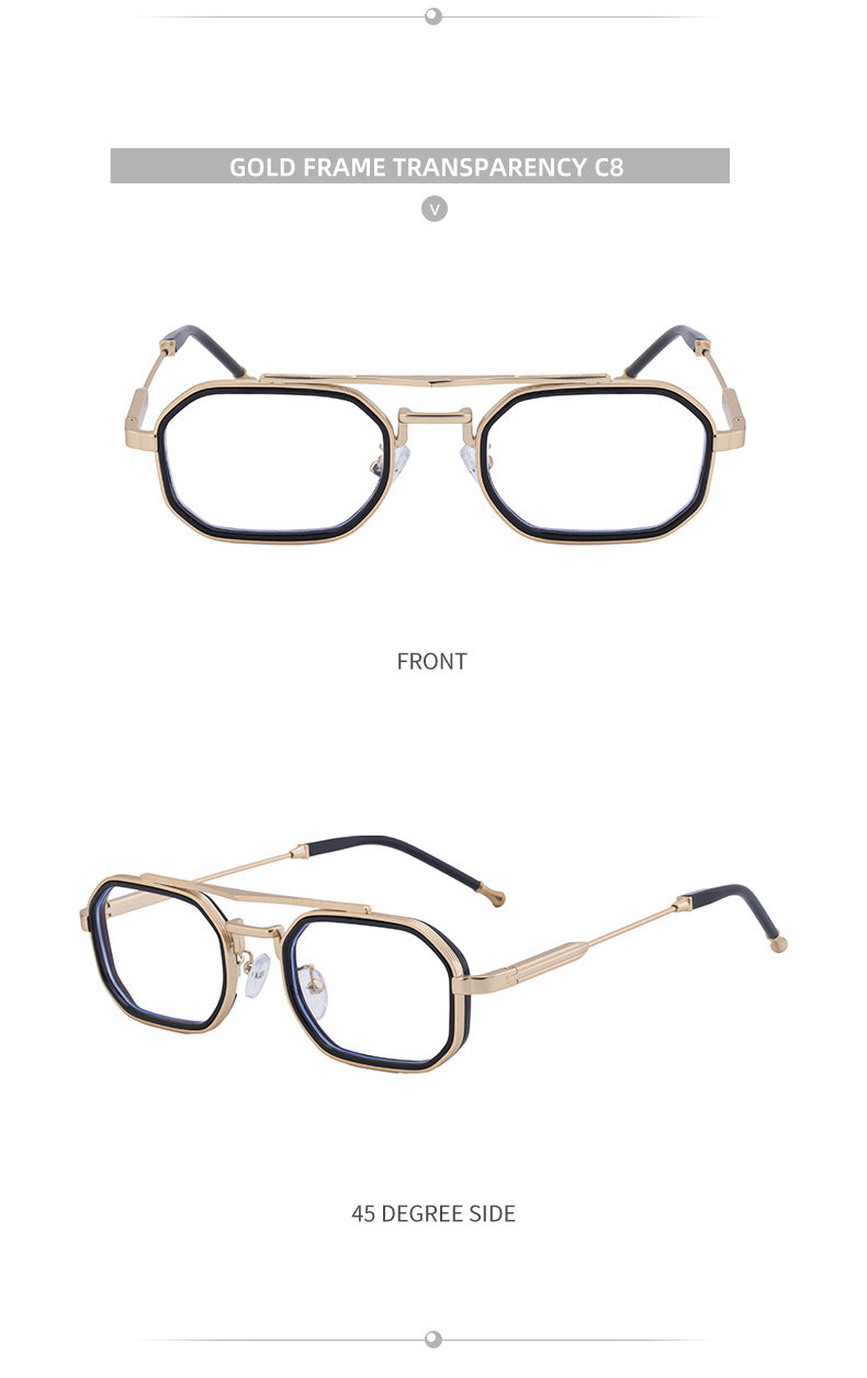 2025New Small Frame Glasses Men Double Beam retro Sunglasses Men's High Sense Full Frame Sunscreen Sunglasses shades - 图片 62