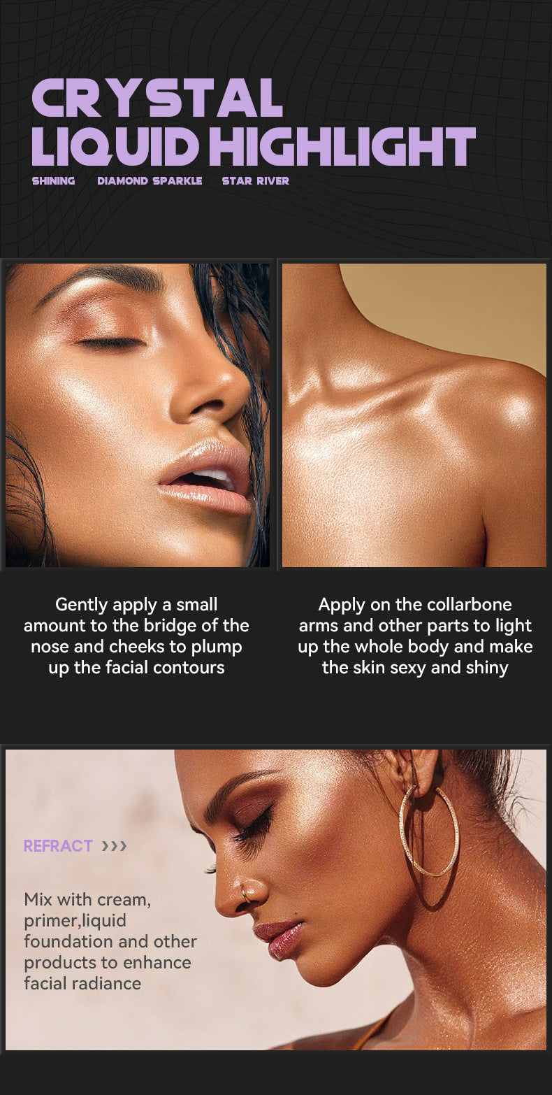 SHELOVES Highlight Liquid Contour Shadow Nose Shadow Diamond Brightening Liquid Face Body Highlight - 图片 25