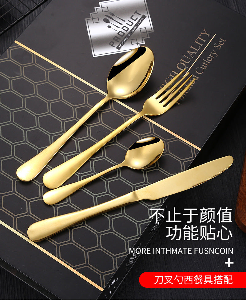 1010Stainless Steel Tableware Hotel Restaurant Knife Fork Spoon Set Western Steak Knife Fork24Set - 图片 11