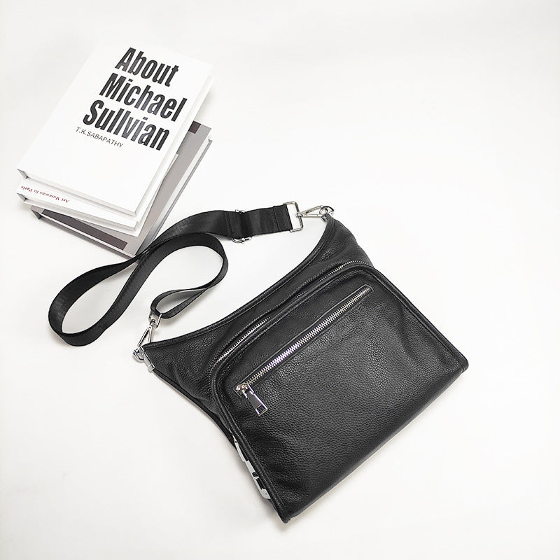 Fingerprint Lock Bag Genuine Leather New Business Commuting Backpack Fashion Small Crossbody Bag Men's Shoulder Bag Portable - 图片 11