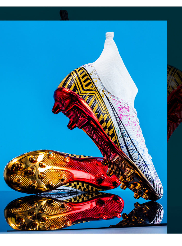 Large Size Men's Soccer Shoes AG Long Spike Gold-Plated Hot Stamping Football Shoes for Youth Professional Competition Training Shoes Wholesale - 图片 40