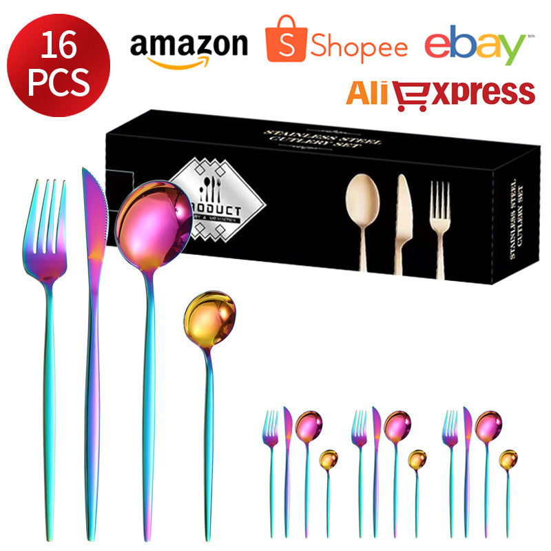 410Stainless Steel Cutlery Western Steak Knife Fork Spoon6People Serving Hotel Restaurant Portugal24Piece Suit - 图片 14