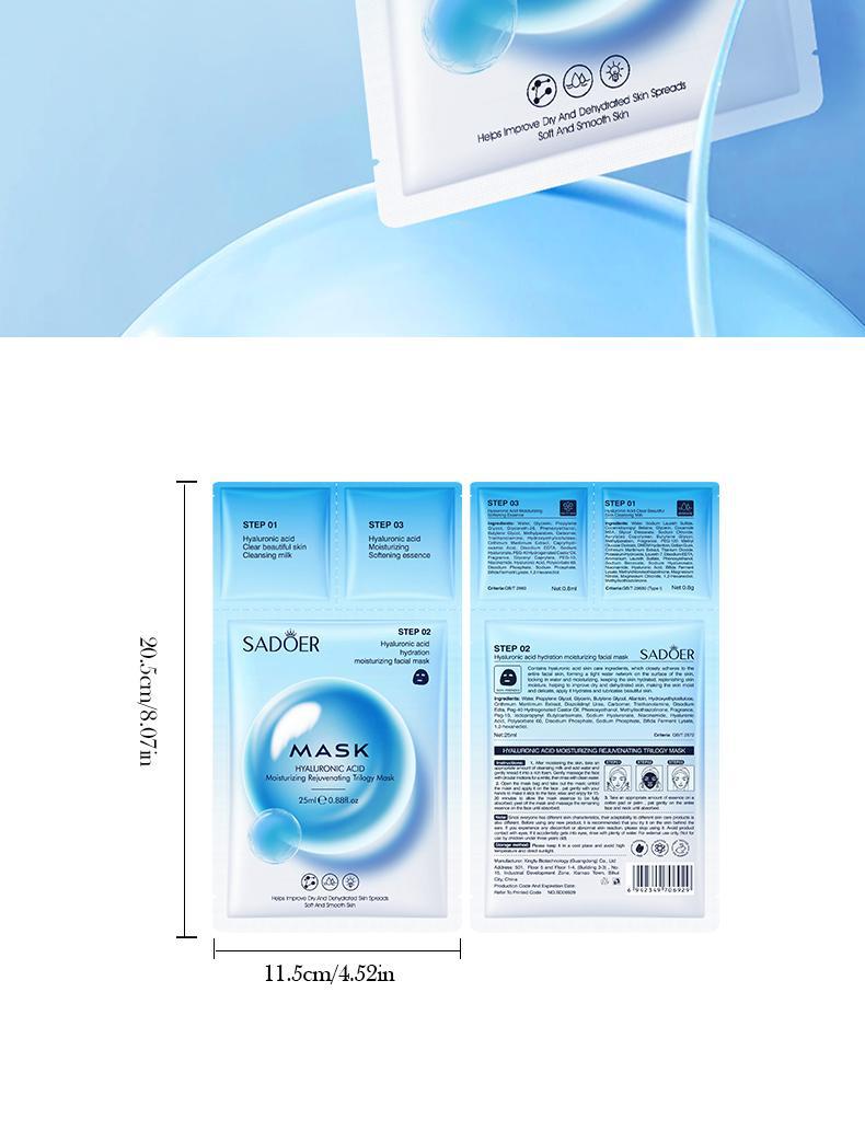 Trilogy Mask SADOER Hyaluronic Acid Firming Acne Removal Hydrating Beauty Mask Cross-Border Wholesale - 图片 13
