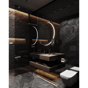 Modern Wall Mounted Matte Black Slate Bathroom Cabinet Vanity Set Single Sink Floating Vanity With Mirror