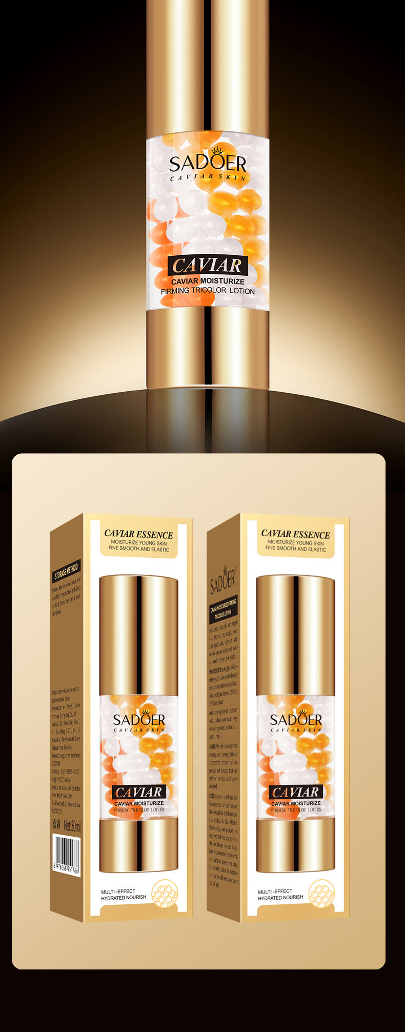 Caviar Essence Milk30mlSADOER Moisturizing and hydrating three-color lotion cross-border foreign trade wholesale - 图片 15