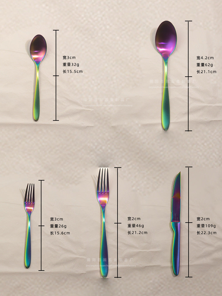 304Stainless Steel Knife Fork Spoon Set Western Tableware Hotel Heavy Sanding Wholesale Steak Knife Tea Spoon Classic Style - 图片 8