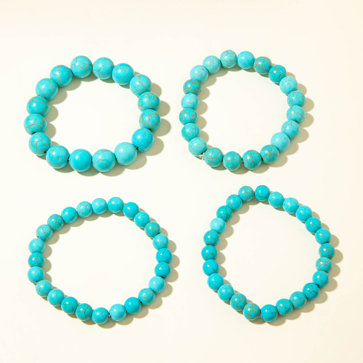 Bohemian Style Turquoise Multi-Layer Stacking Bracelet Set Light Luxury Diamond-encrusted Chain Beaded Bracelet - 图片 15