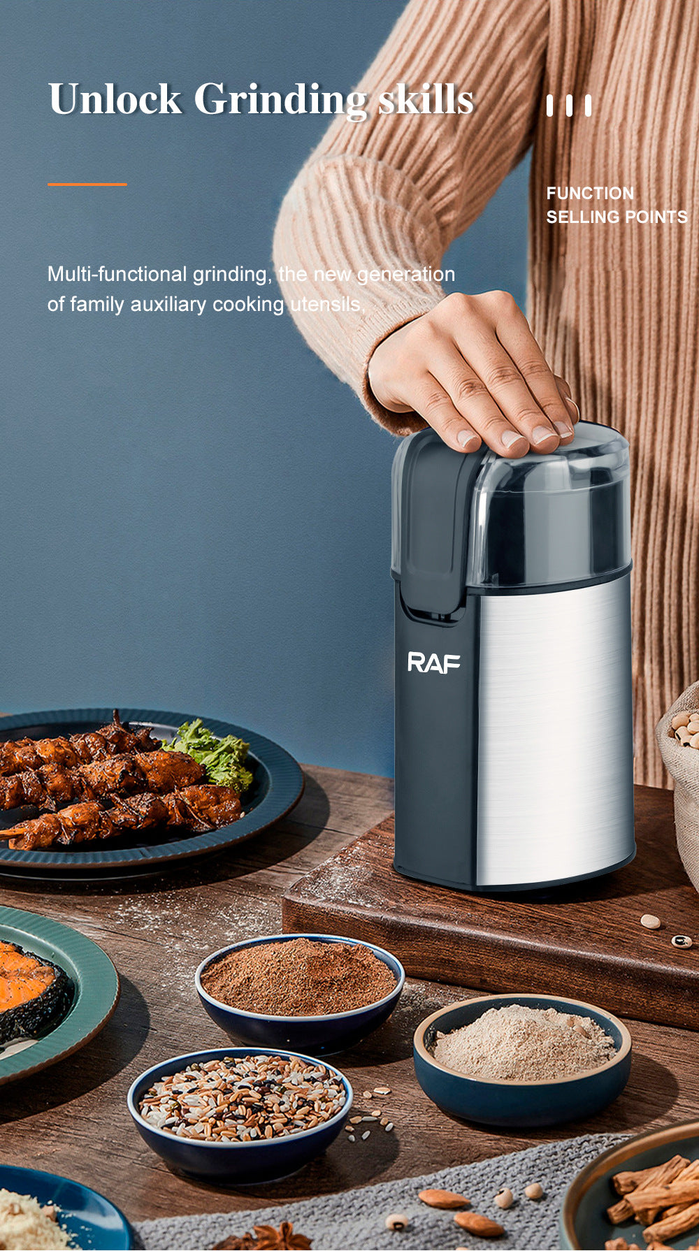 RAF European Standard Export Lightweight Coffee Grinder Household Fully Automatic Coffee Bean Grinder Dry Grinder - 图片 14