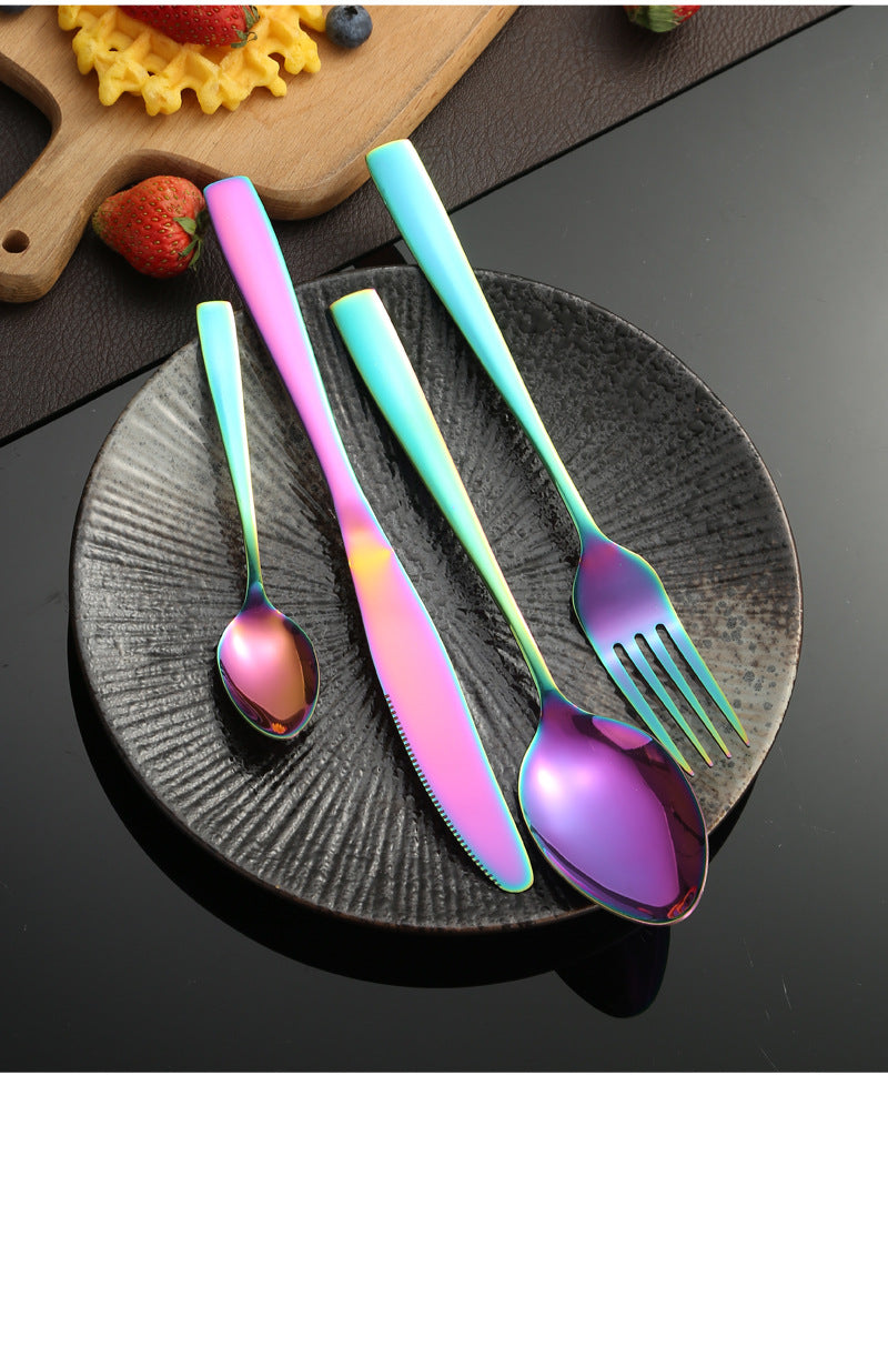 410Stainless Steel Cutlery Western Food Square Handle Knife Fork Spoon4Gift Set Cutlery Set Steak Knife Fork Spoon - 图片 26