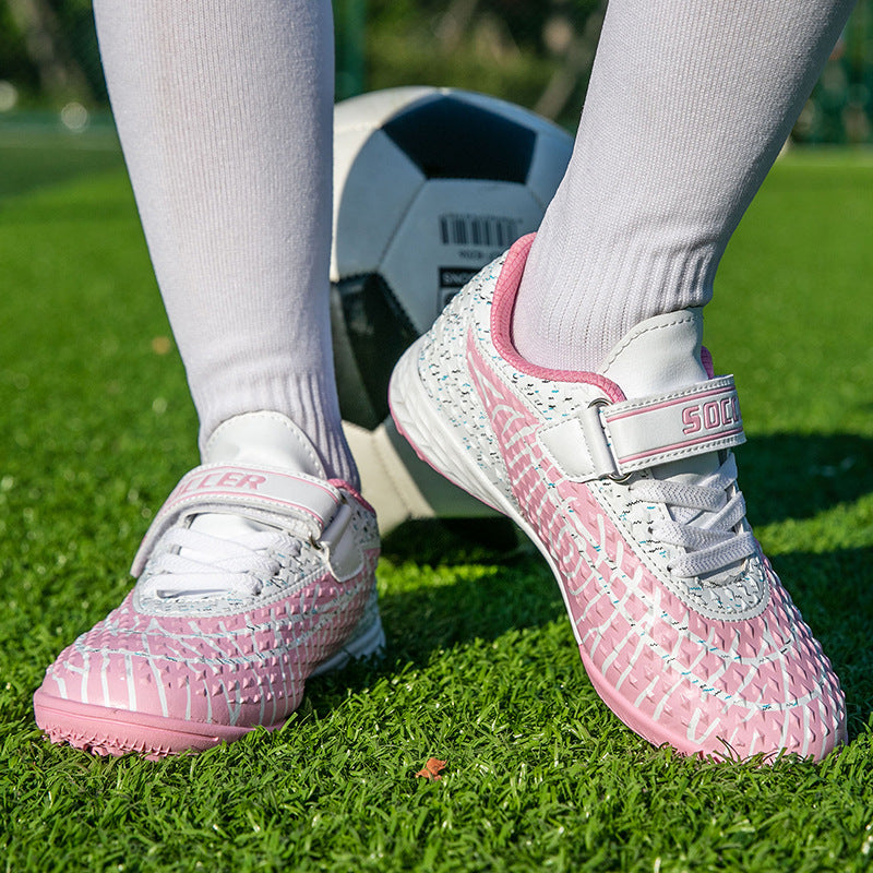 New football shoes for men and women with Velcro for children TF Broken Nail Style Youth Student Grassland Flat Training Shoes - 图片 3