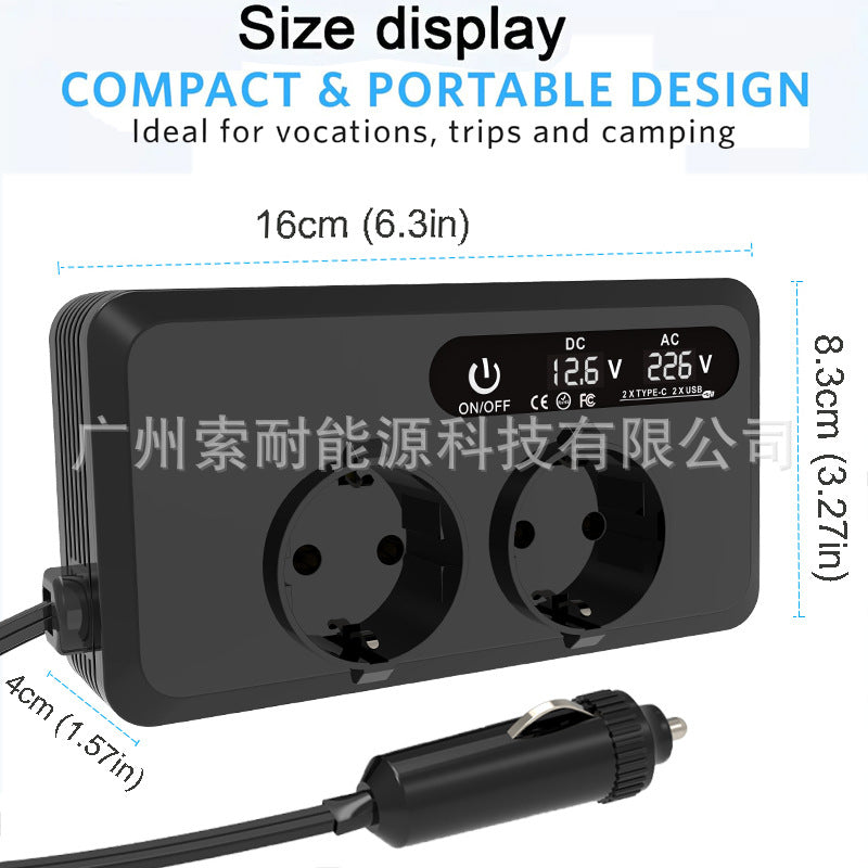Export Car Inverter200W 12V Turn110V/220V Universal Socket for European, American, and Brazilian Standards - 图片 5