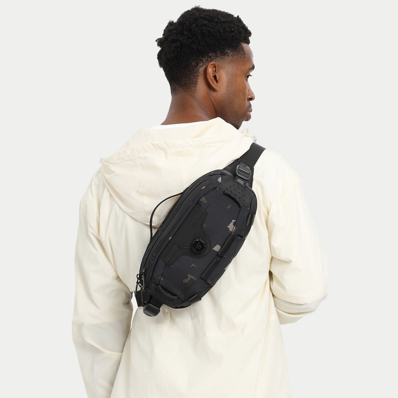 OZUKO Men's Chest Bag Crossbody Waist Bag Multifunctional Tactical Waterproof Portable Outdoor Cycling Trendy Brand High-end Bag - 图片 7