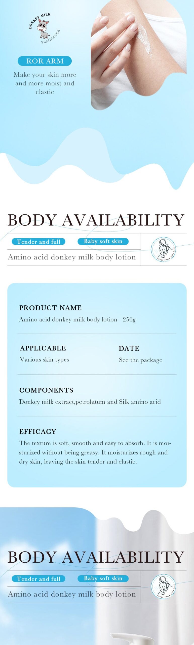 Donkey Milk Body Lotion256gZOZU Amino Acid Moisturizing Refreshing Body Lotion Cross-Border Wholesale - 图片 14