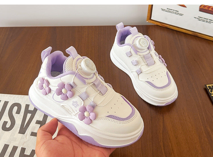 Children's Sports Shoes Spring and Autumn2025New Student Knob Girls' White Sneakers Versatile Casual Girls' Running Shoes - 图片 26