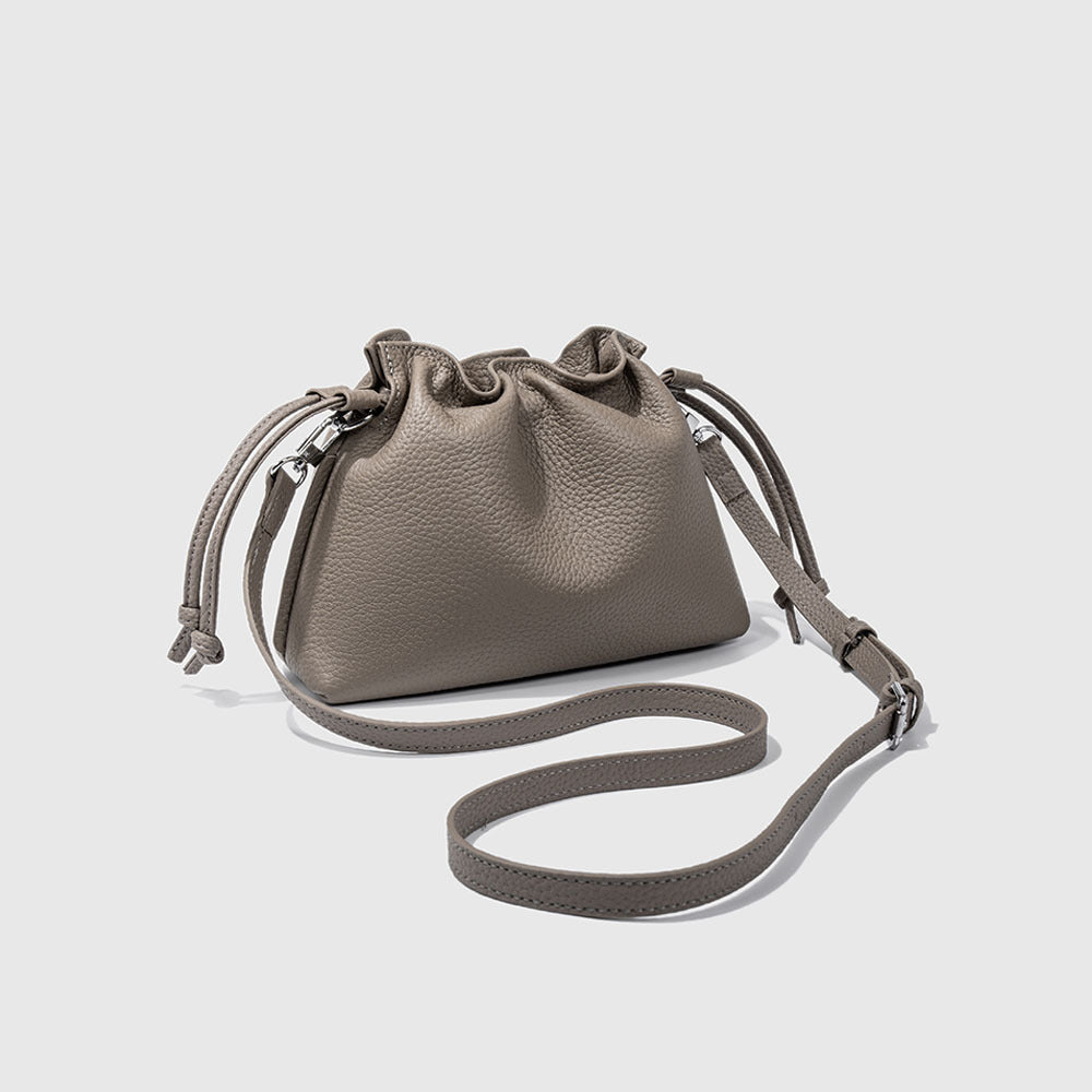 Wholesale pleated cloud bag genuine leather small handbag for women bag Bucket Bag Top Layer Cowhide Niche ins Shoulder Crossbody Bag - 图片 24