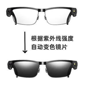 L802Smart Glasses800100 Megapixel Camera with Image Stabilization1200P Video Recording Half Frame Color Changing Sunglasses Translation