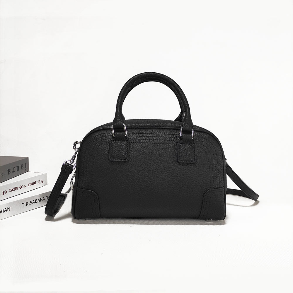 Large Capacity Genuine Leather Bag Top Layer Cowhide Women's Bag Single Shoulder Crossbody Ladies' Bag Handbag Round Bag Fashion Versatile - 图片 5