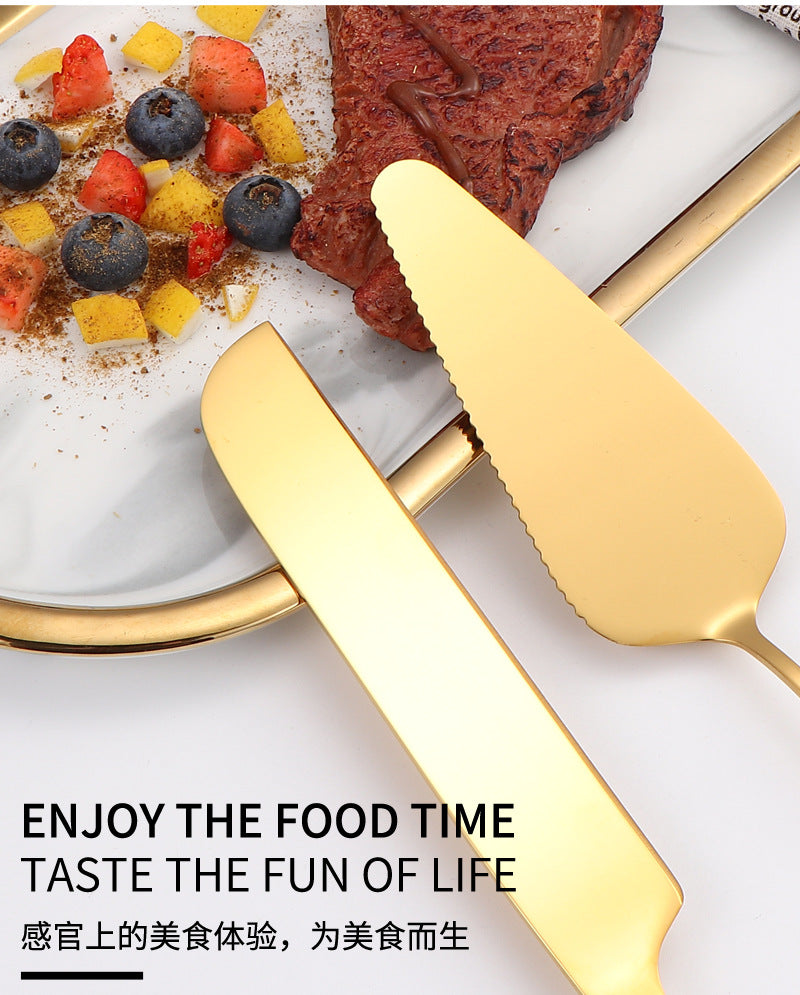 Stainless Steel Cake Knife and Spatula Set for Home Use gold Bread Knife and Spatula Restaurant Pizza Dessert Spatula Baking Utensils - 图片 12
