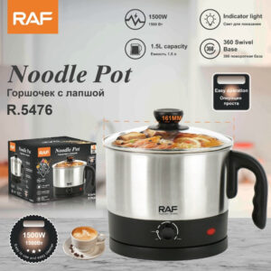 RAF European Standard Portable Stainless Steel Single Person Electric Cooking Cup1.5L Integrated Instant Noodle Cooker Electric Pot R5476