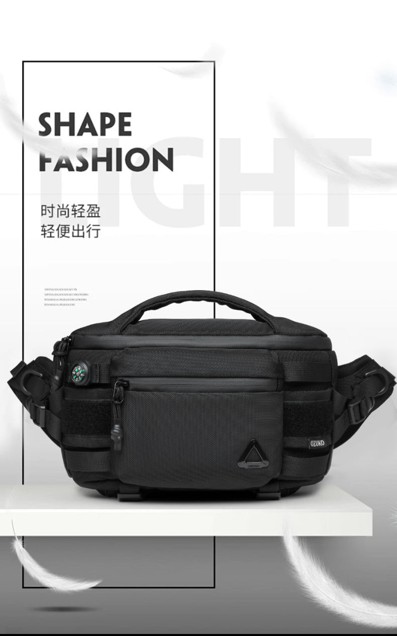 OZUKO Men's Waist Bag Waterproof High-End Crossbody Bag Chest Bag Tactical Trendy Portable Functional Travel Bag - 图片 18