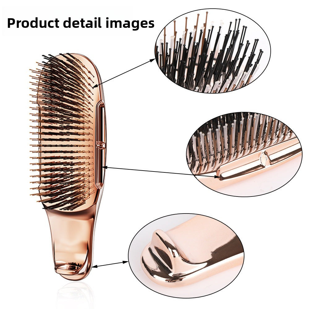 Cross-Border Electroplated Handle Comb Head Meridian Massage Comb Scalp Cleaning Dry and Wet Dual-Use Portable Styling Hair Comb - 图片 14