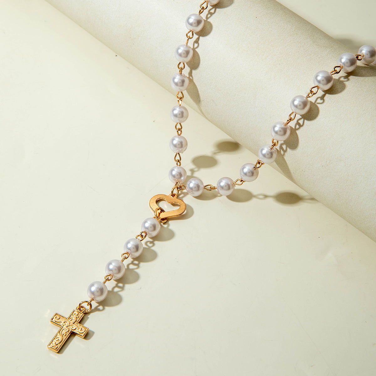 European and American Retro Hollow Diamond Cross Pendant Necklace Gothic Style Black Layered Wear Y Type Necklace - 图片 76