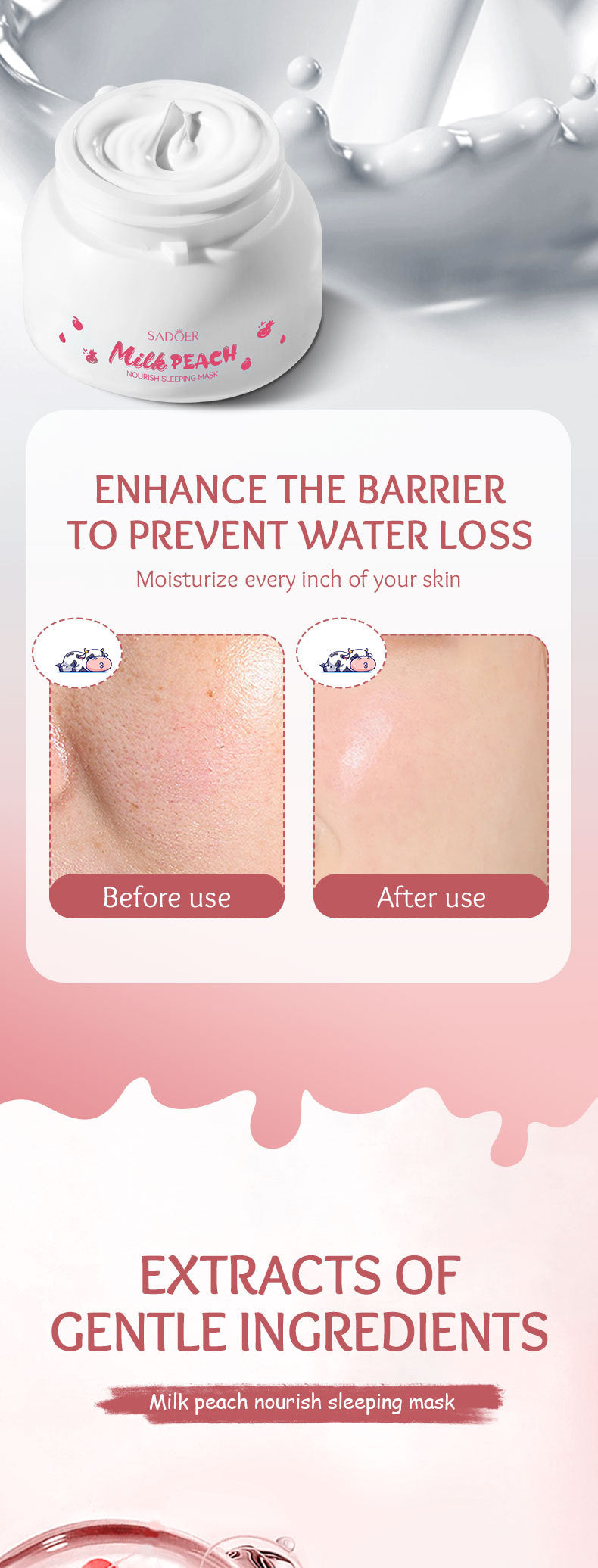 Fruit Mask120gSADOER Milk Nourishing Hydrating Moisturizing Sleeping Mask Cross-Border Wholesale - 图片 21