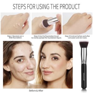 ANGLICOLOR Beauty Flat Head Foundation Brush Soft Thin Handle Makeup Brush Portable Soft Bristle Wooden Handle Beauty Brush