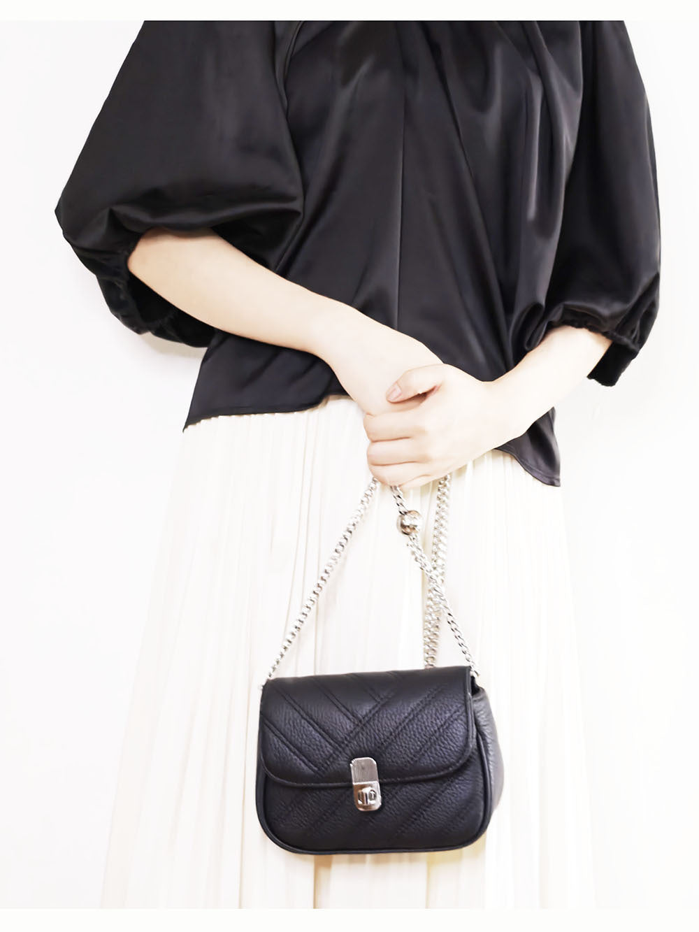 Genuine Leather Women's Bag New Metal Chain Small Square Bag Simple Versatile Chanel Style Single Shoulder Solid Color Embroidered Thread Crossbody Bag - 图片 42