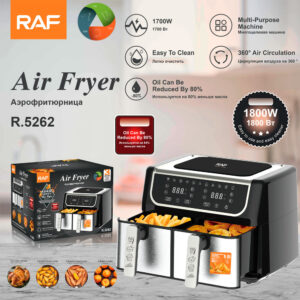 RAF European Standard Dual Tank Air Fryer Dual Compartment Large Capacity Multi-Function Dual Pot Dual Basket Smart Touchscreen Oil-Free