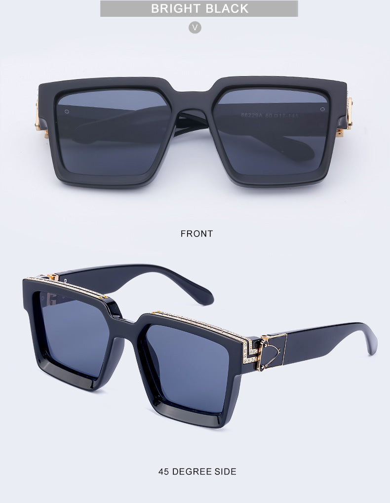 Diamond-Studded Large Square Frame Sunglasses for Women, European and American Style, 0k Influencer Same Style Sunglasses for Men, Trendy and High-End Feel shades - 图片 33
