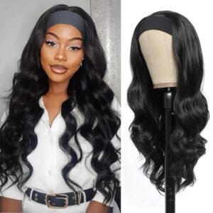 Afro Body wave Large Curly Hair Ribbon Hairband Curly Hair Glueless Synthetic Wig
