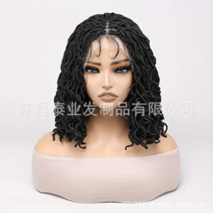 Cross-border Synthetic Hair Wigs European and American Style Small Curls Afro Braid Wig African Dirty Braids Crochet Hair Extensions Full lace Headgear