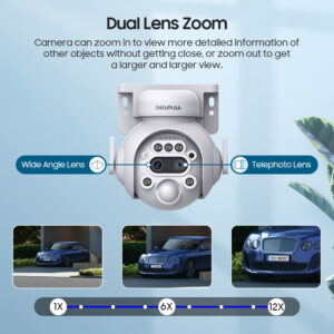 12Zoom6MP HD Garage Camera Outdoor4G Wireless infrared dual-lens remote warning camera
