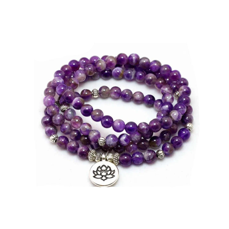 European and American Fashion New White Turquoise Tiger Eye Bracelet8mm Buddha Beads Lotus Pendant Bracelet Necklace Factory Direct Sale - 图片 14