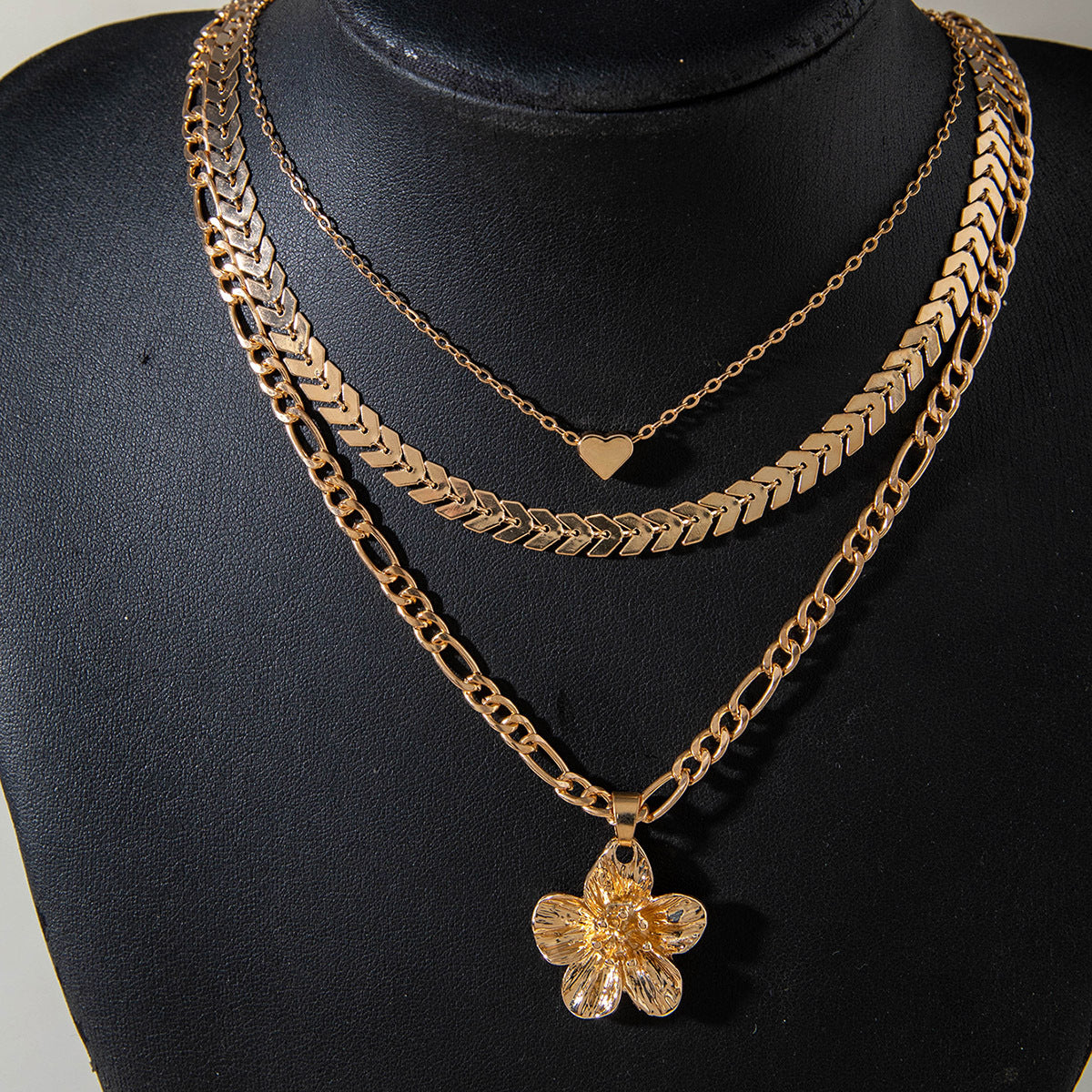 European and American Fashion Collarbone Chain Round Pendant Tassel Multi-layer Stacking Necklace Layered One-word Necklace3Set - 图片 41