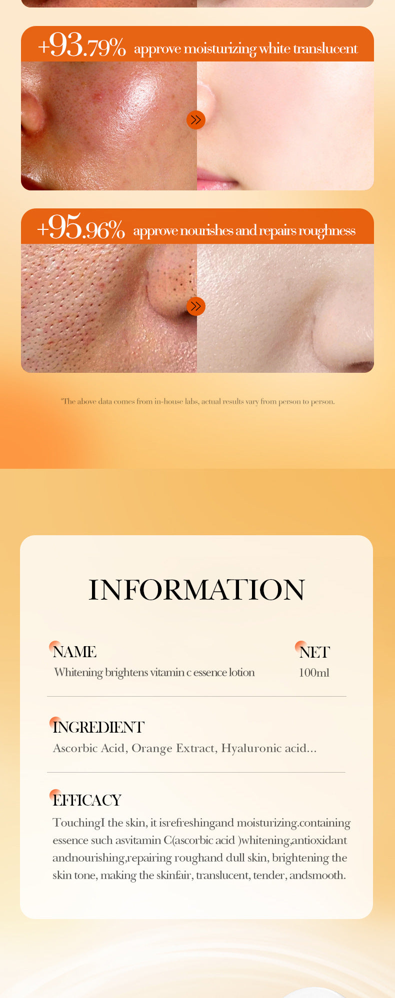 VC Whitening and Brightening Essence Lotion FAYANKOU Moisturizing lotion cross-border foreign trade wholesale - 图片 15