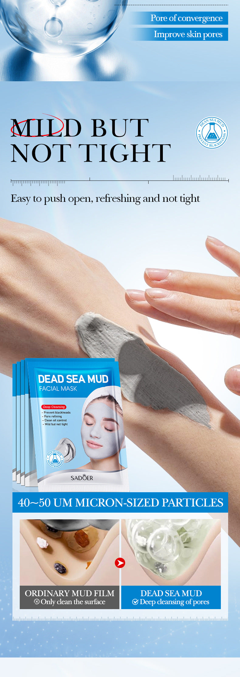 Dead Sea Mud Cleansing Mask SADOER Deep Cleansing Blackhead Removal Mask Cross-Border Wholesale - 图片 18