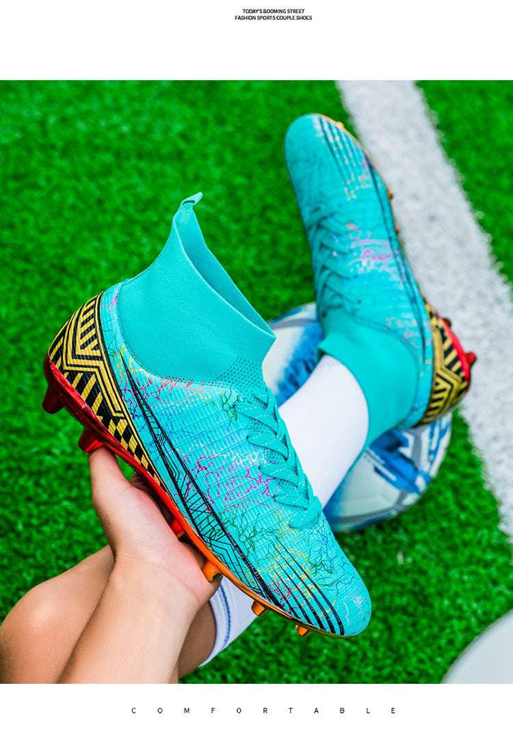 Large Size Men's Soccer Shoes AG Long Spike Gold-Plated Hot Stamping Football Shoes for Youth Professional Competition Training Shoes Wholesale - 图片 27