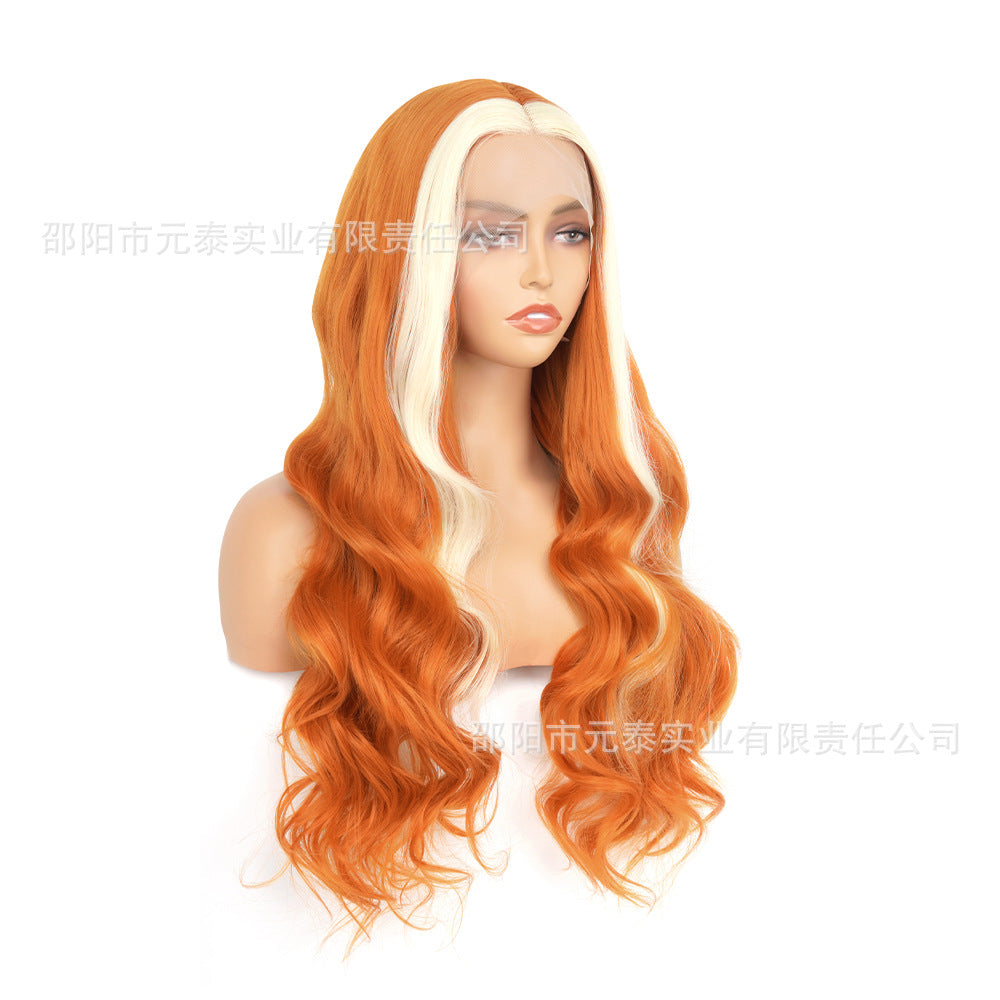 Lace Front Big Wave Synthetic Wig Long Curly Hair frontalwig Gradient Highlight Headband Gradient Highlight - 图片 10