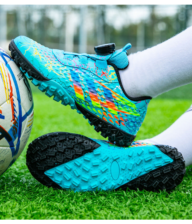 New style soccer shoes for men, women, and children with rotating buckle TF Broken Nail Style Youth Student Grassland Competition Training Shoes - 图片 30